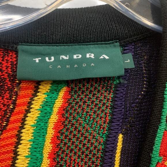 Vtg Tundra Canada Multi Color Sweater Men's Size L Biggie Hip Hop Coogi Style - Picture 2 of 16